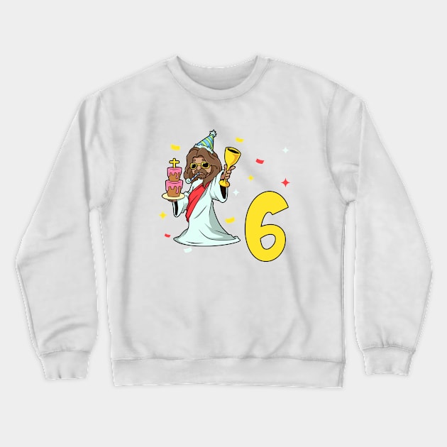 I am 6 with Jesus - kids birthday 6 years old Crewneck Sweatshirt by Modern Medieval Design